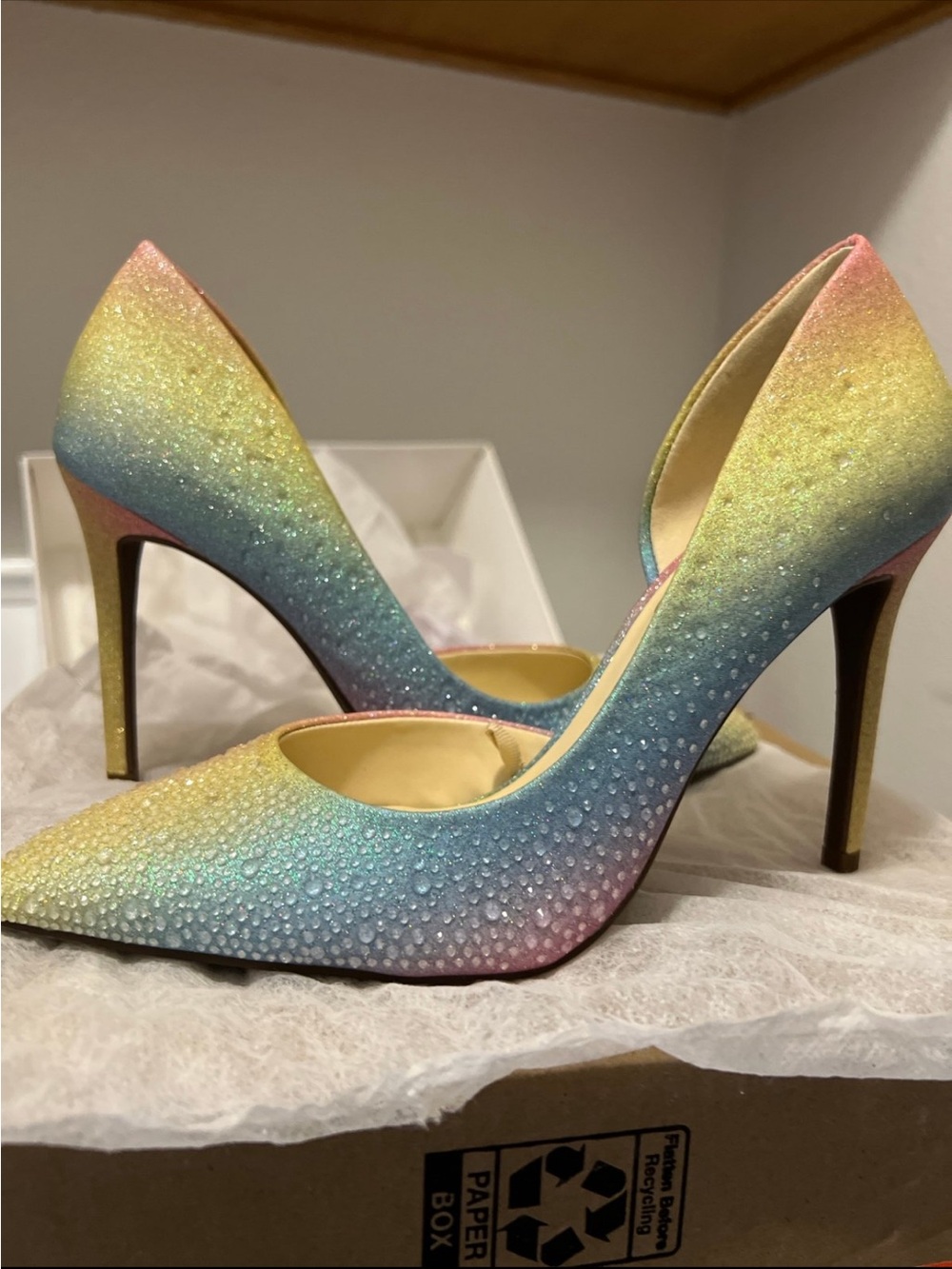 Jessica Simpson Rainbow Ombre Crystal Pointed-Toe Stilettos